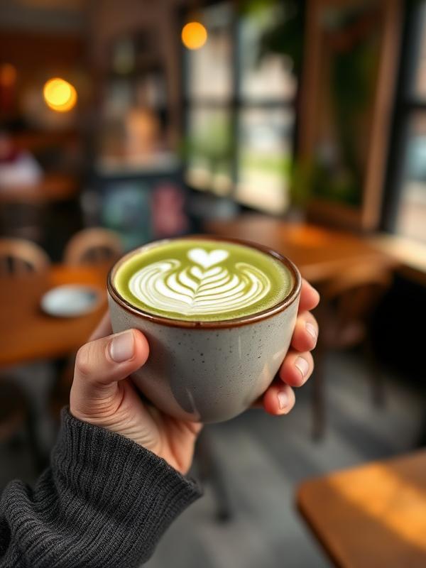 Matcha latte with latte art